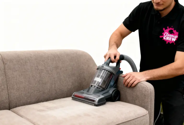 Gino van Cleanup Crew reinigt een bank